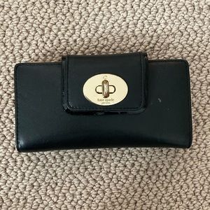 Kate Spade Black Gold Leather Wallet